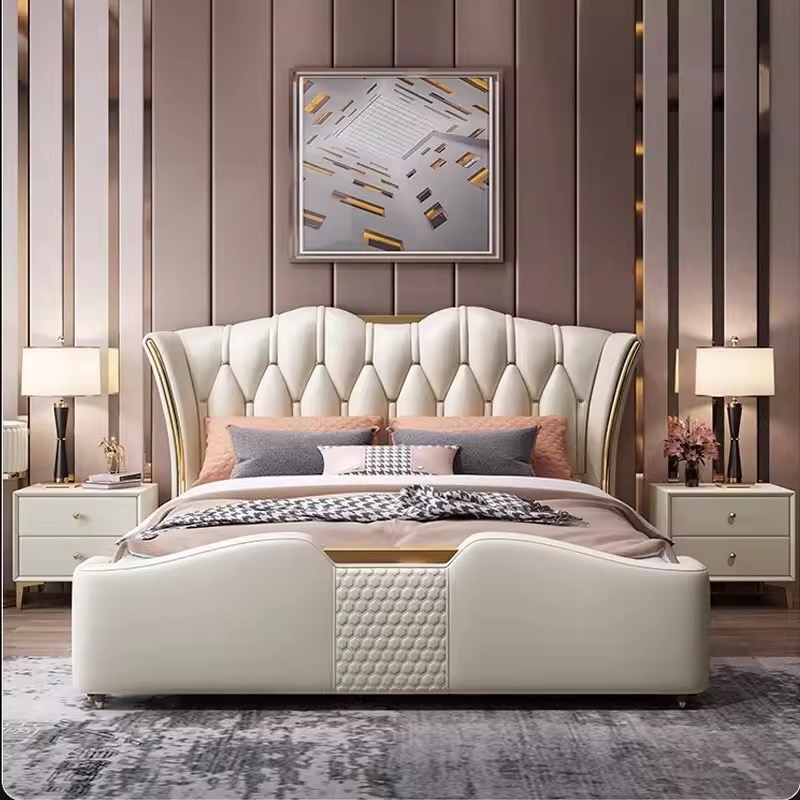 Luxury White Upholstered Bed view 3