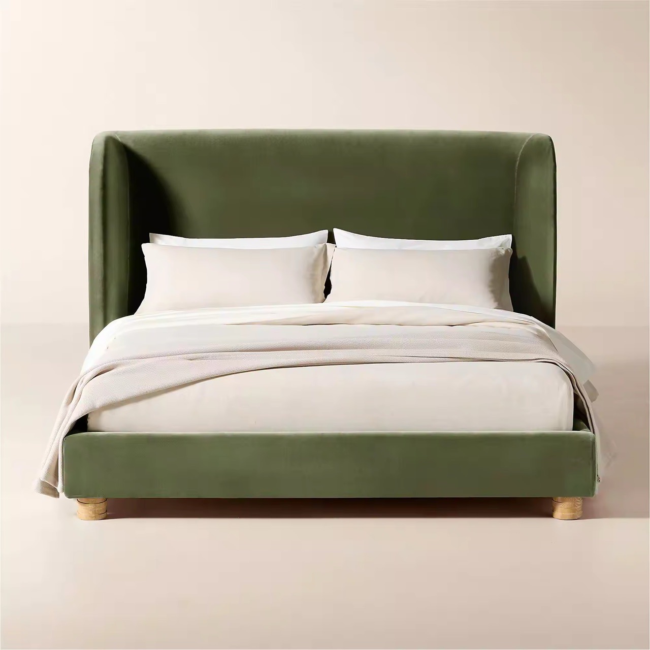 Green Upholstered Bed view 2