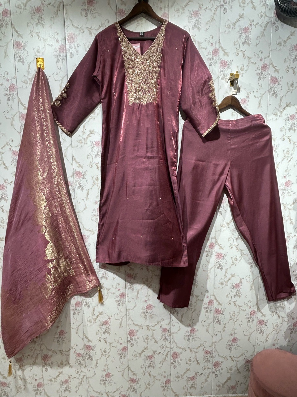 Maroon Embroidered Anarkali Suit view 2