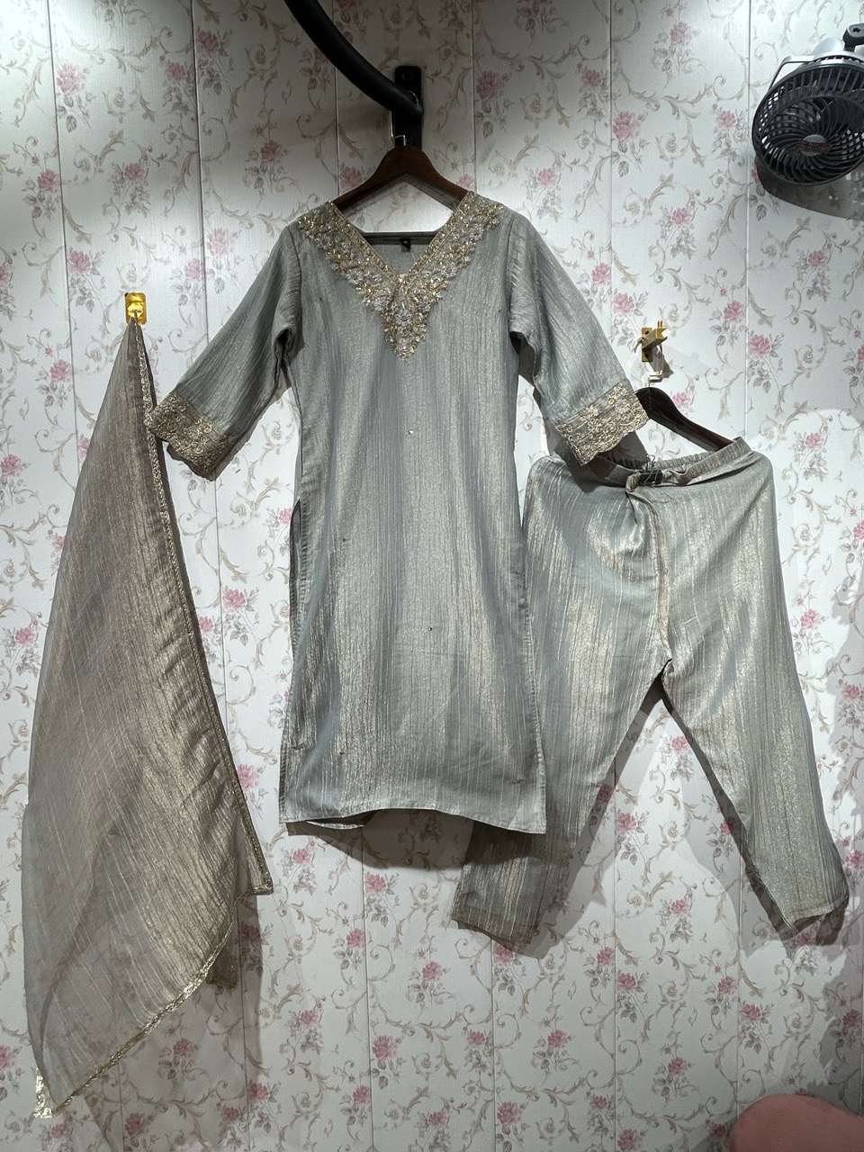 Pure Shimmer Crush Fabric Straight Suit view 2