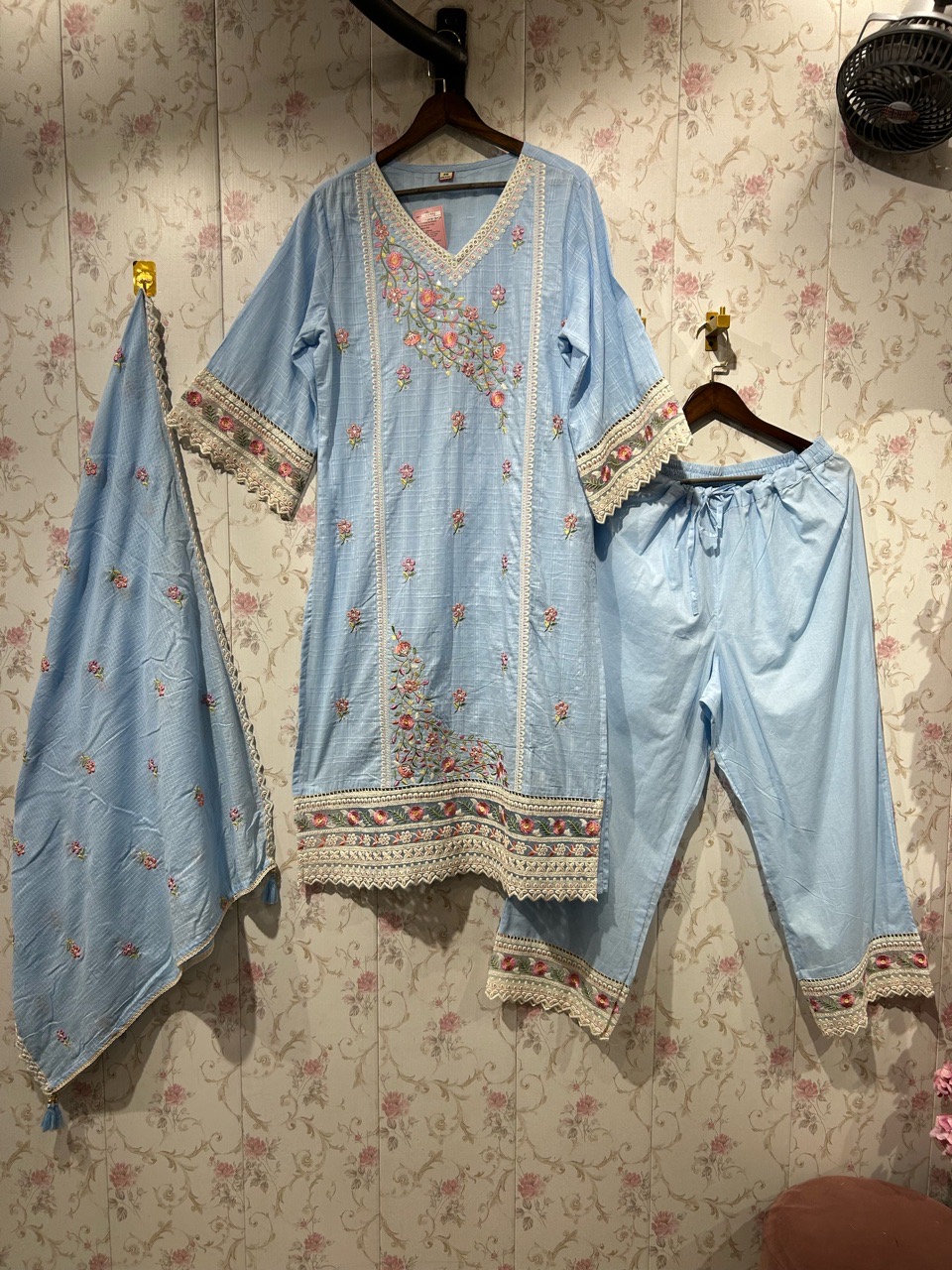 Pure Mul Cotton Pakistani Embroidered Straight Suit view 2