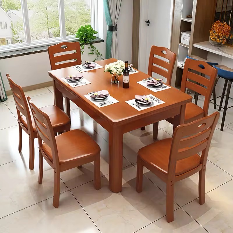 Brown Wooden Dining Table Set view 4