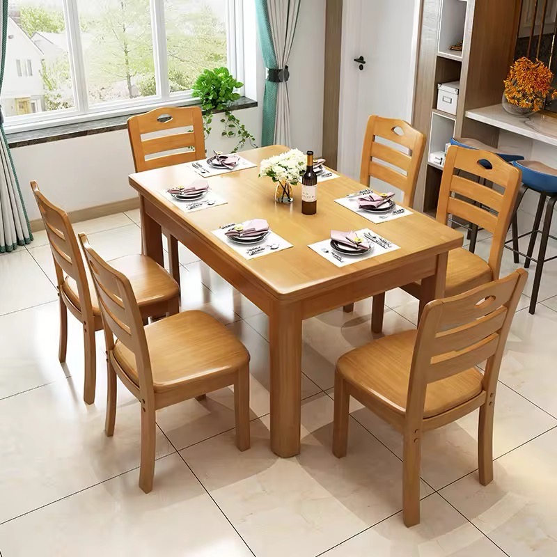 Brown Wooden Dining Table Set view 3