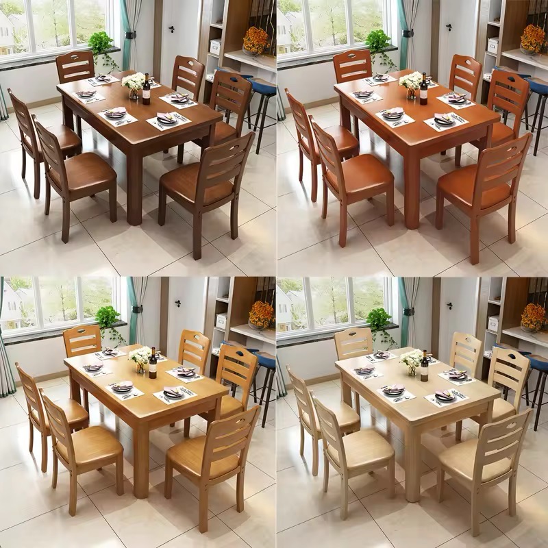 Brown Wooden Dining Table Set view 5