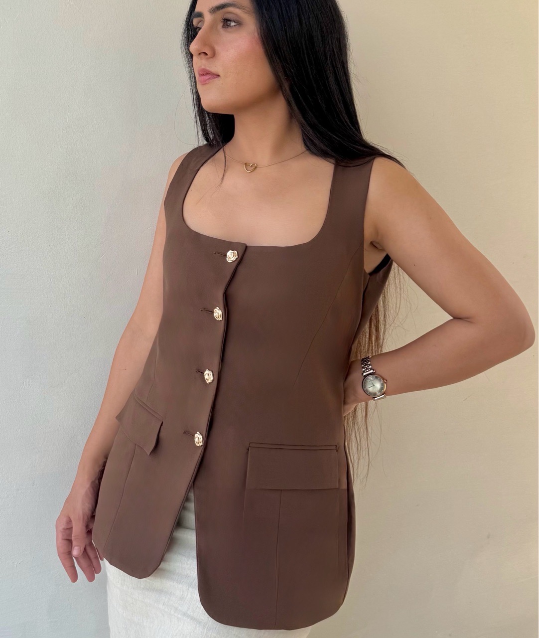 Signature Brown Tailored Vest view 2