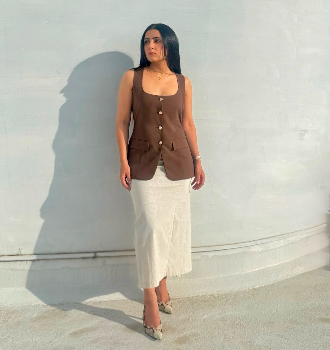 Signature Brown Tailored Vest view 4