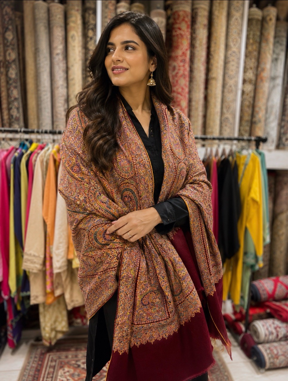Embroidered Striped Shawl view 3