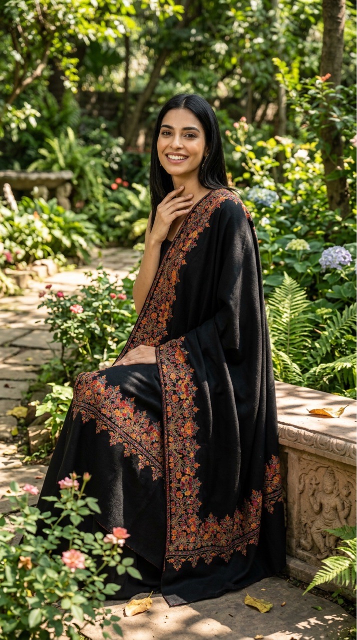 Embroidered Striped Shawl view 5