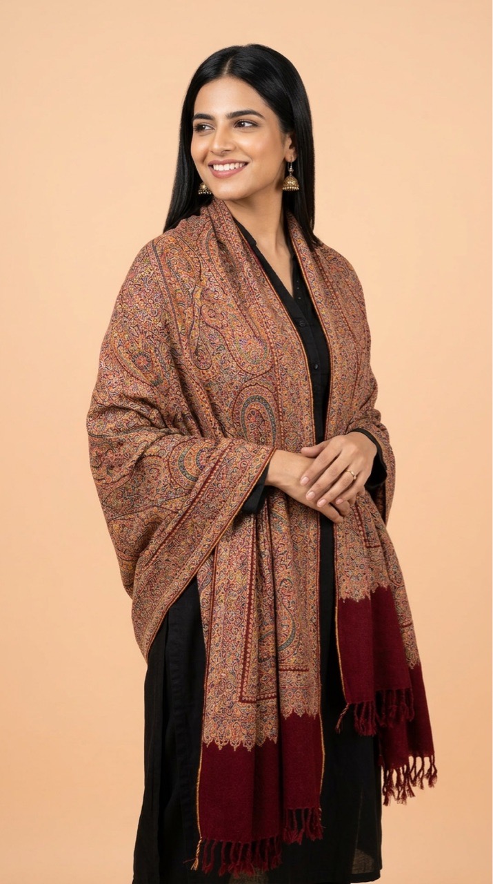 Embroidered Striped Shawl view 4