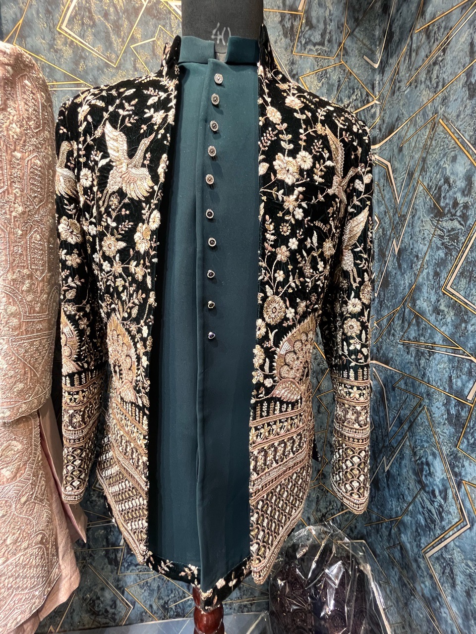 Embroidered Velvet Jacket view 2