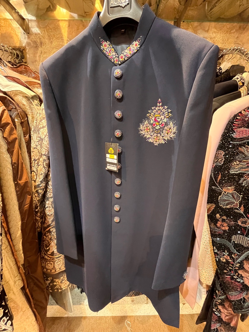 Navy Blue Embellished Jodhpuri Suit view 2