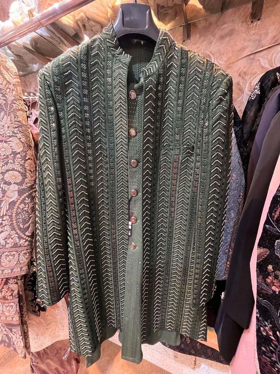 Embellished Green Jacket view 2