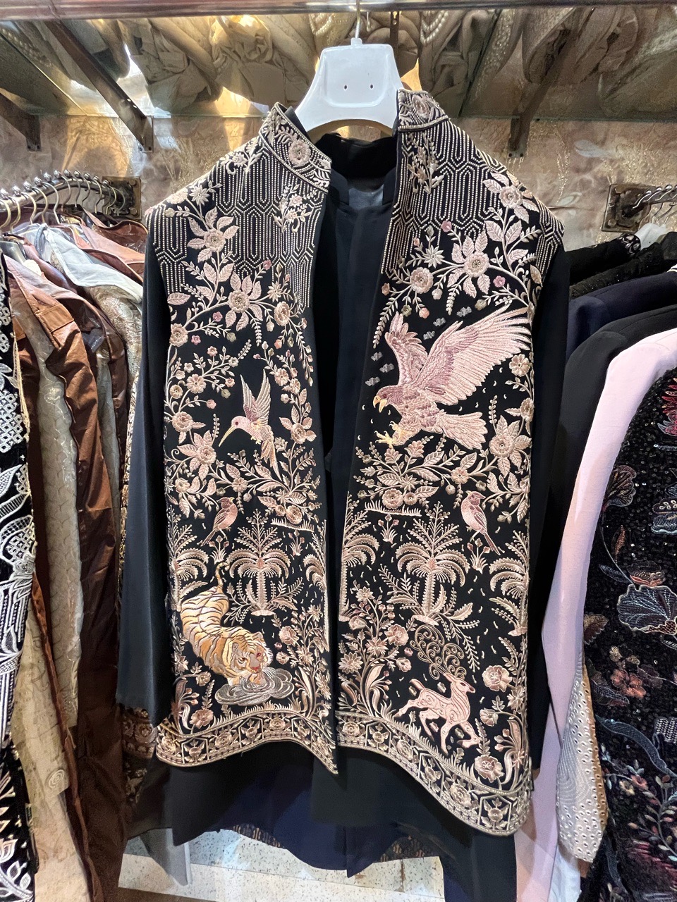 Embroidered Black Jacket view 2