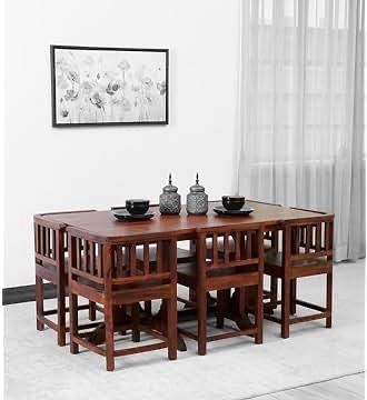 Spaceless Wooden Dining Table Set view 10