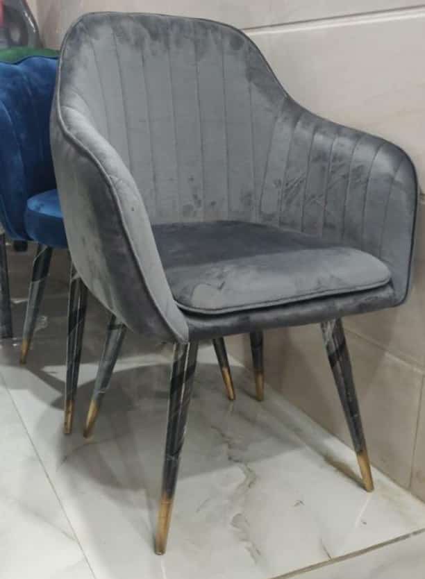 Gray Velvet Lounge Chair view 2