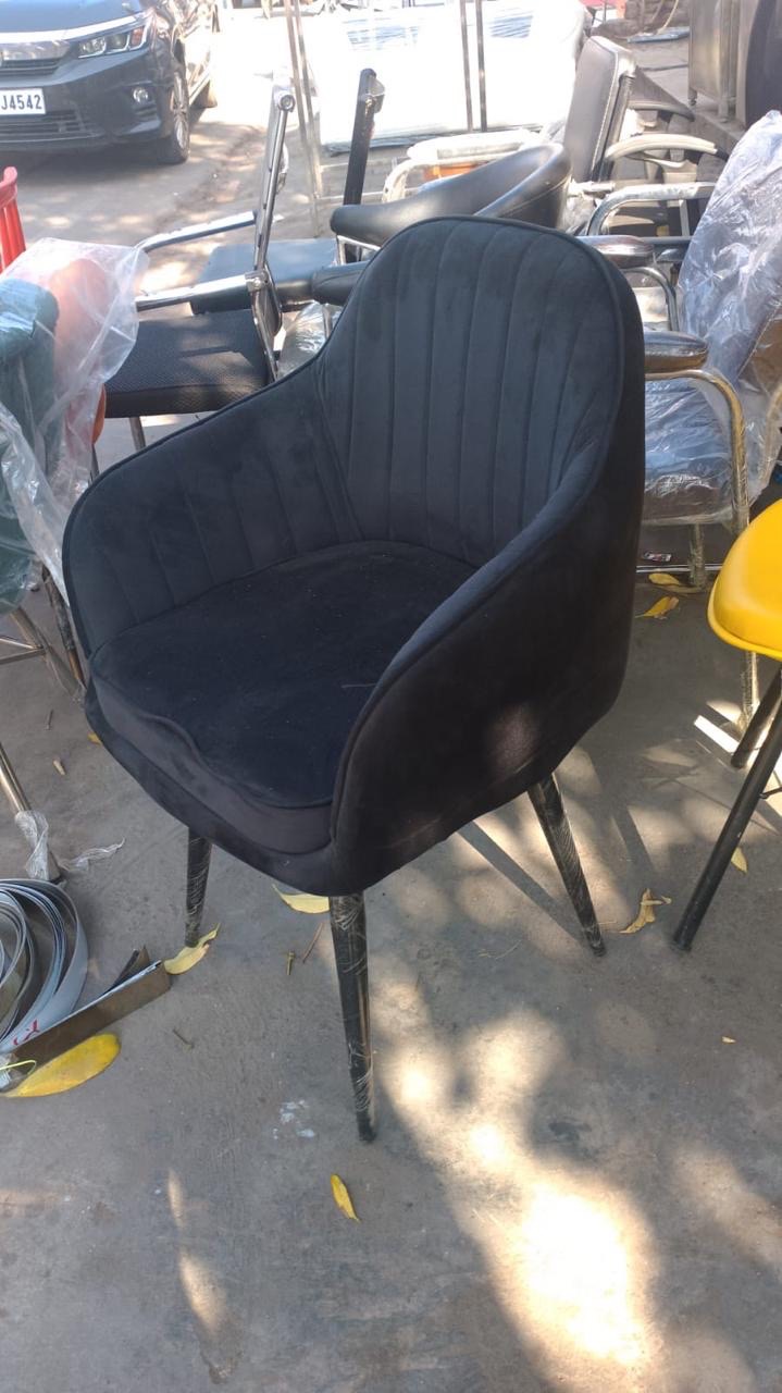 Gray Velvet Lounge Chair view 3