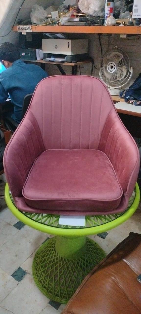 Gray Velvet Lounge Chair view 5