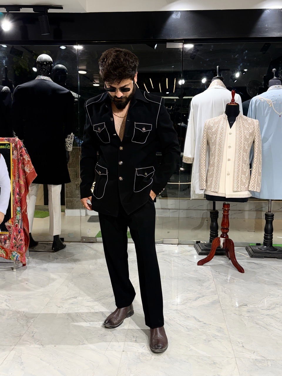 Shirt Collar Threadwork Coat view 5