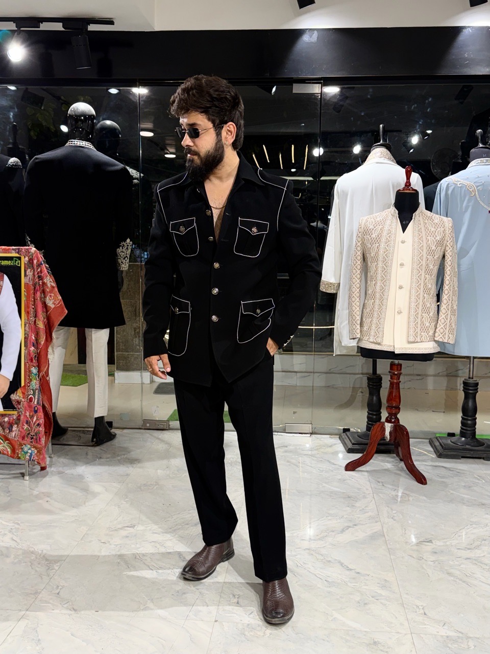 Shirt Collar Threadwork Coat view 6