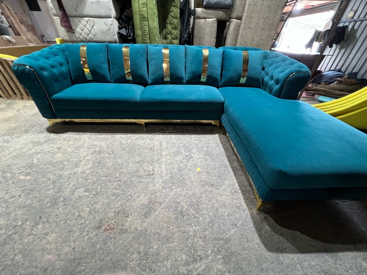 Teal Velvet Sofa view 3