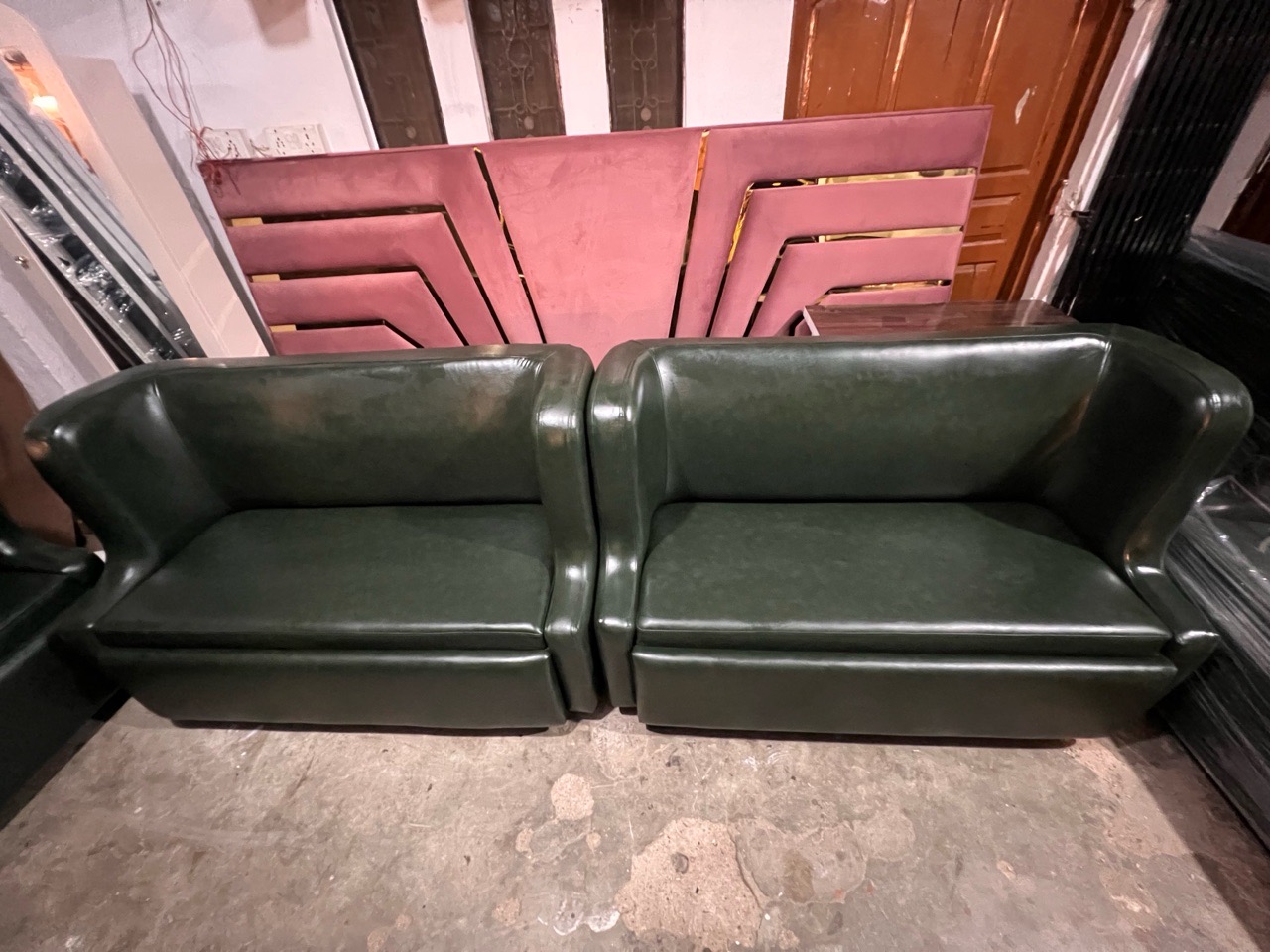 Green Leatherette Sofa view 3