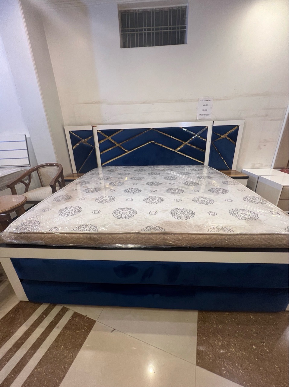 Blue Modern Bed with Storage view 4