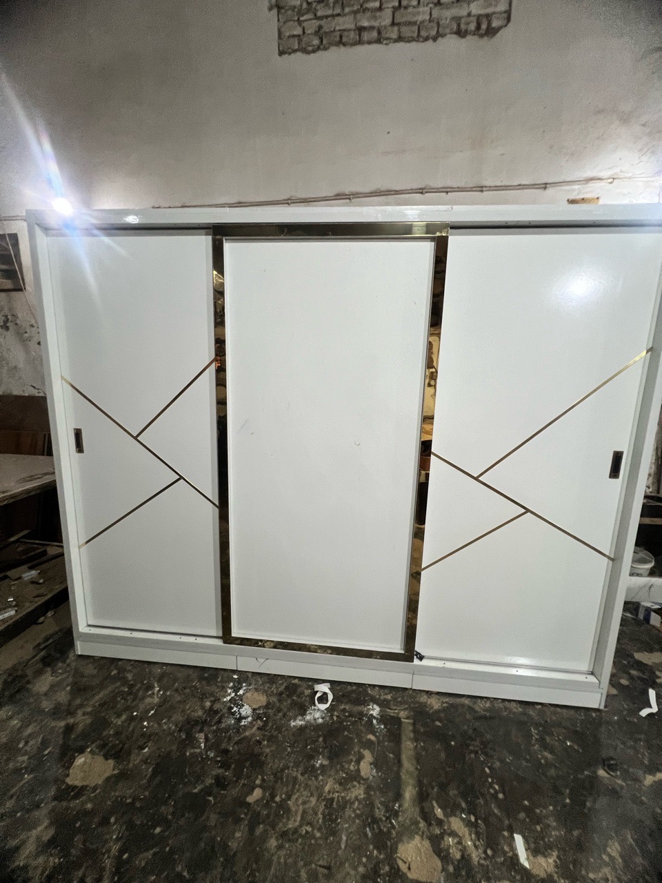 Modern White Wardrobe with Mirror view 3