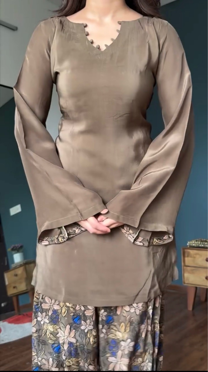 Brown Floral Farshi salvar set view 2