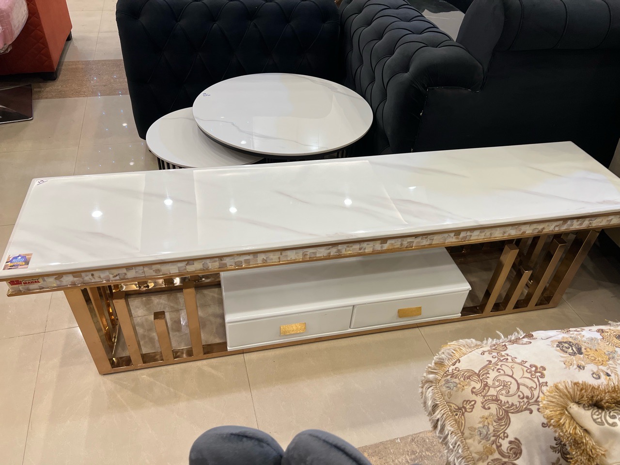 MODERN MARBLE TOP TV UNIT view 2