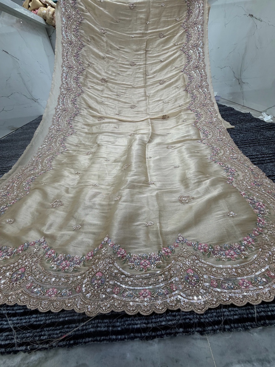 Elegant Golden Saree ✨ view 2