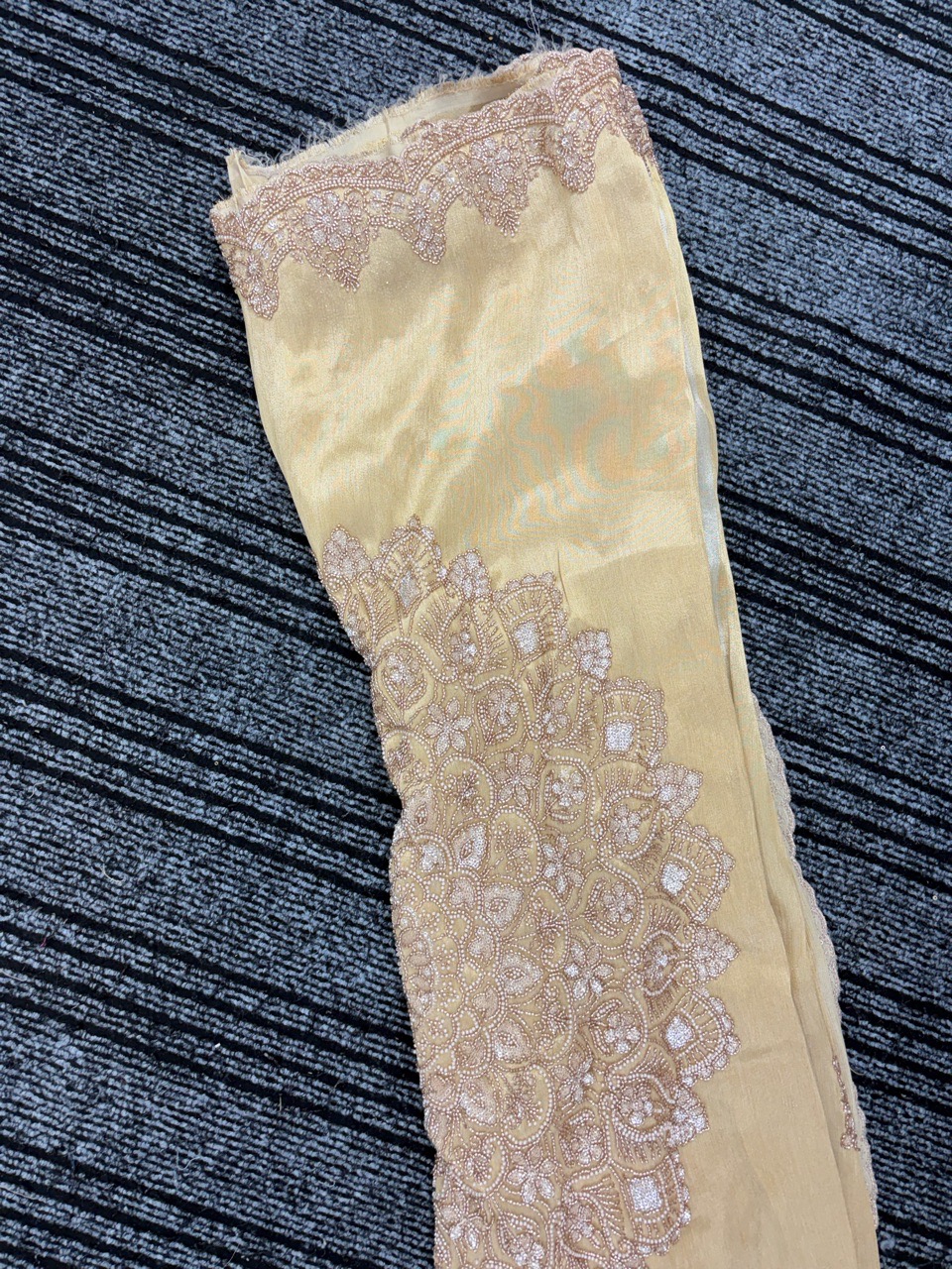 Elegant Gold Saree✨ view 3