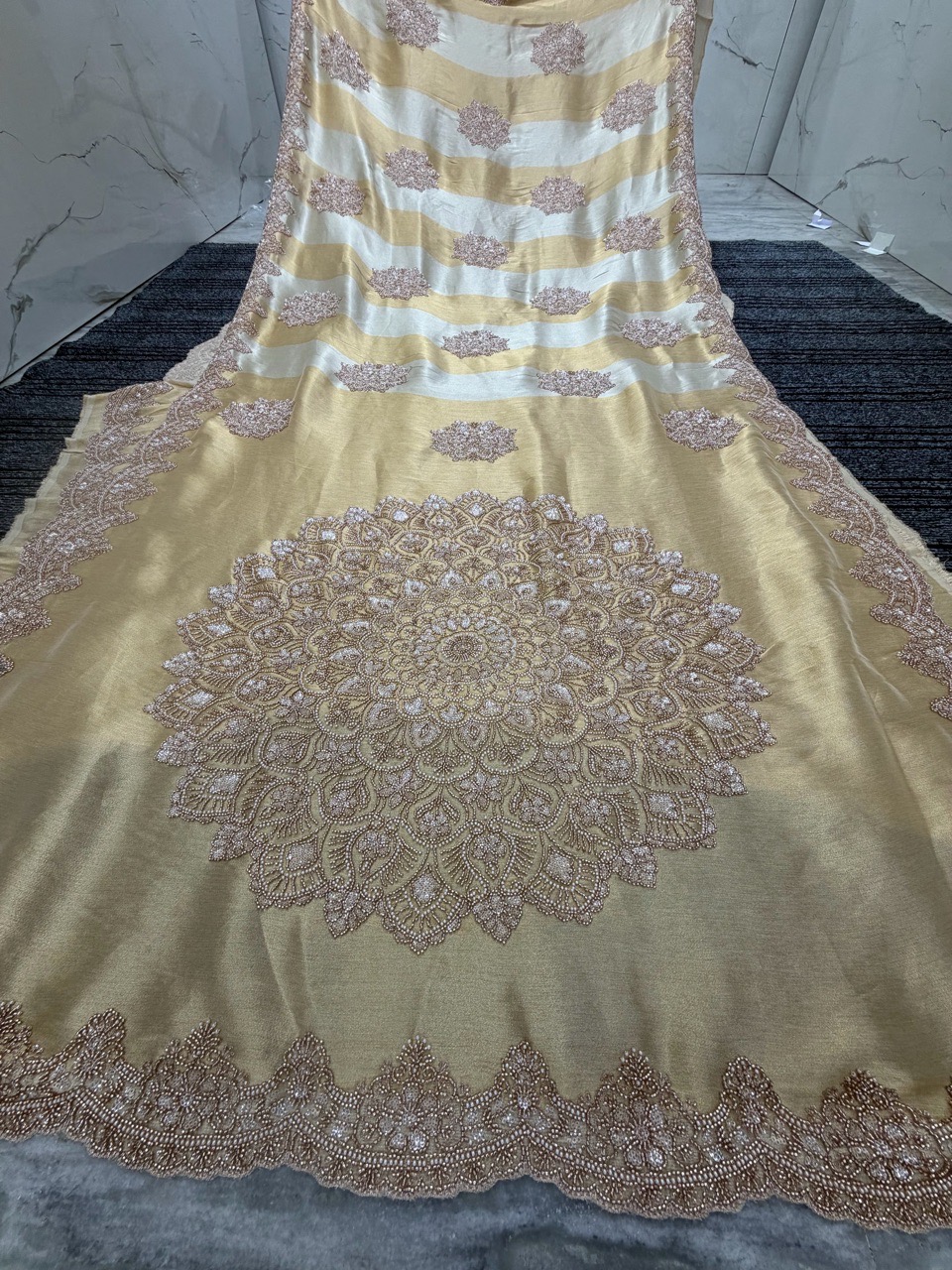 Elegant Gold Saree✨ view 2