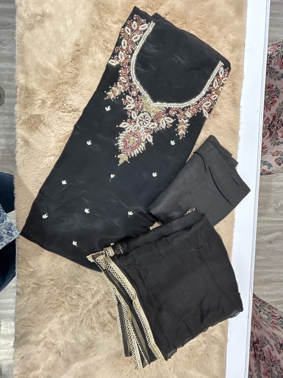 Black Embroidered Anarkali Suit view 2