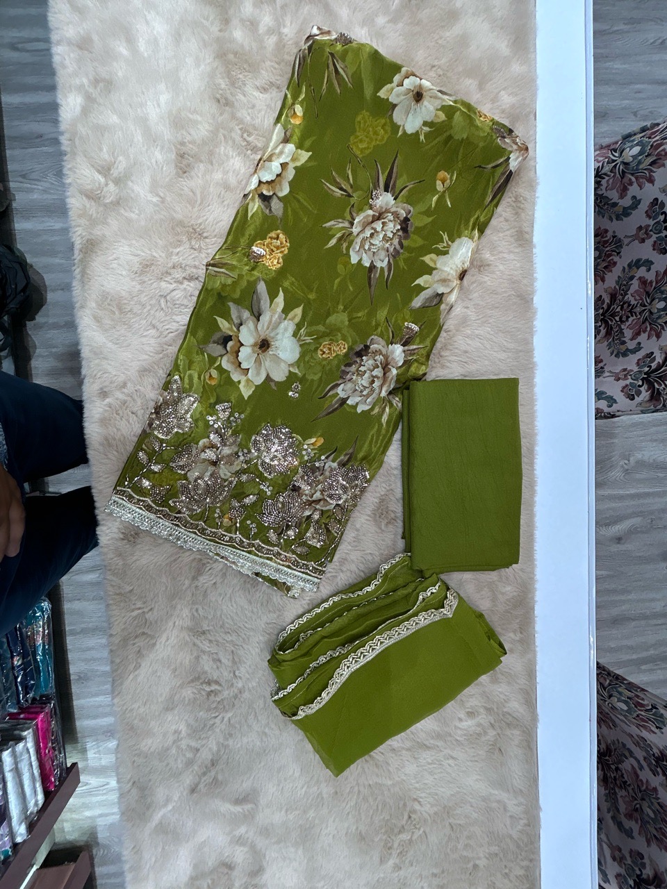 Pure Crepe With Heavy Hand Work At Daman view 2