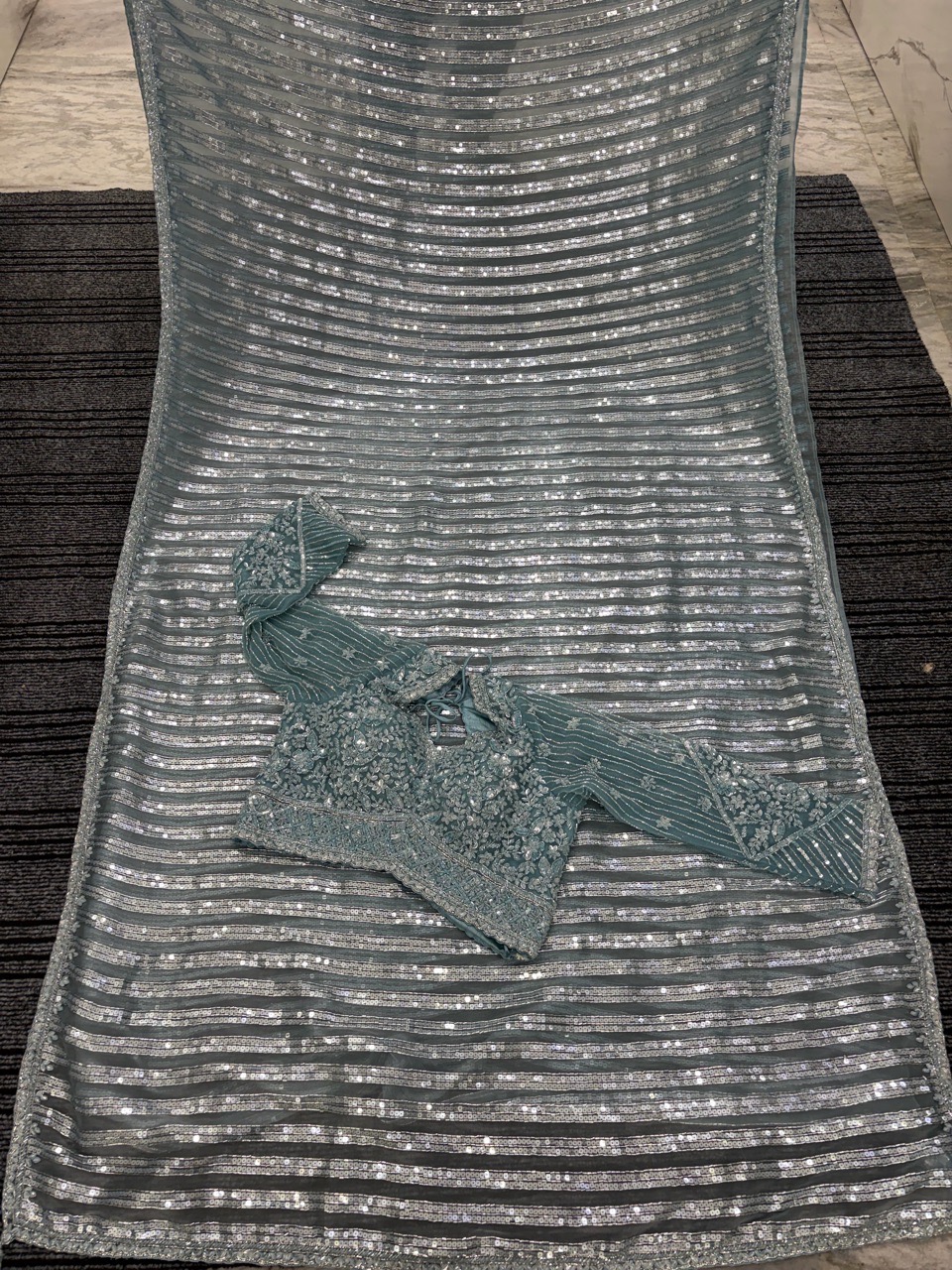 Elegant Sequined Saree✨ view 2