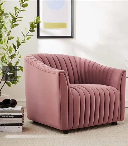 Pink Upholstered Accent Chair view 2