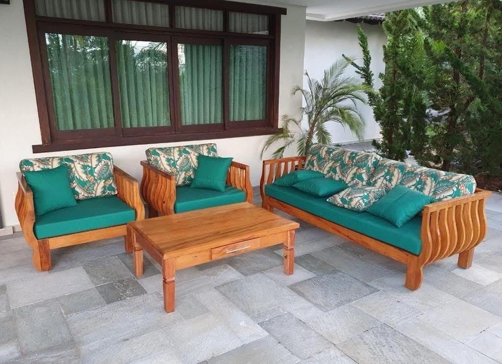 Wooden Sofa Set with Cushions view 2