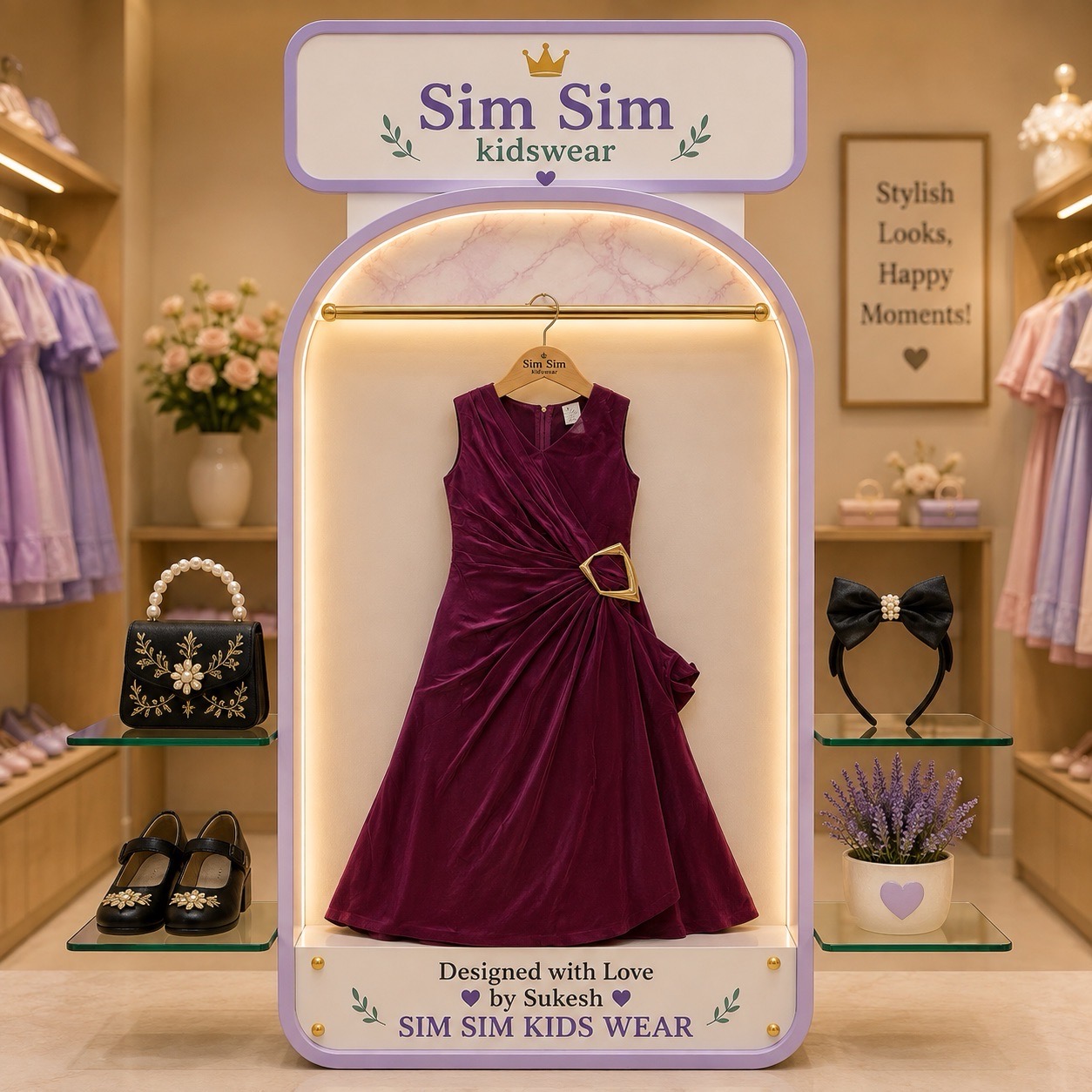 Girls Velvet Dress view 2
