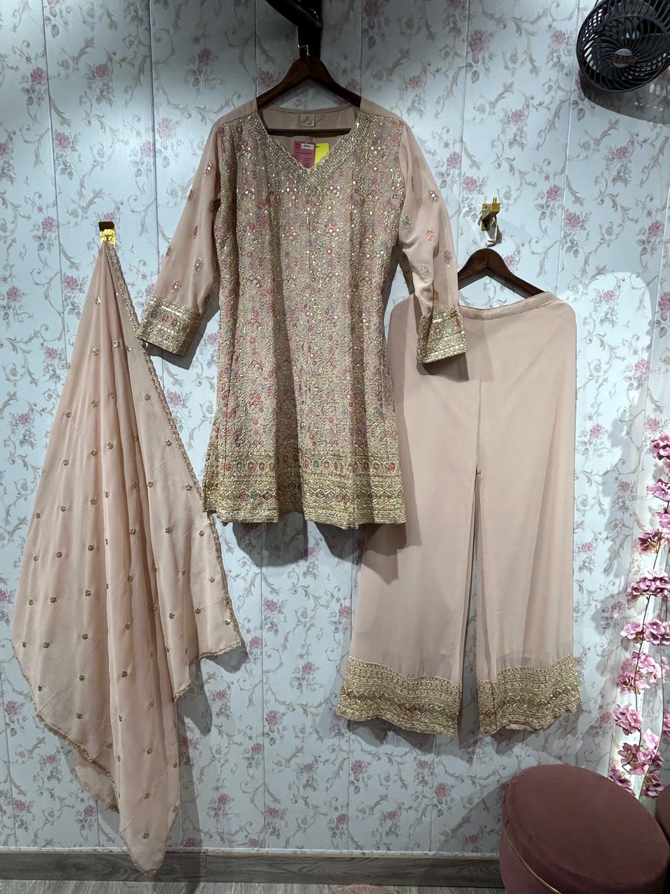 Embroidered Cotton Anarkali Suit view 2