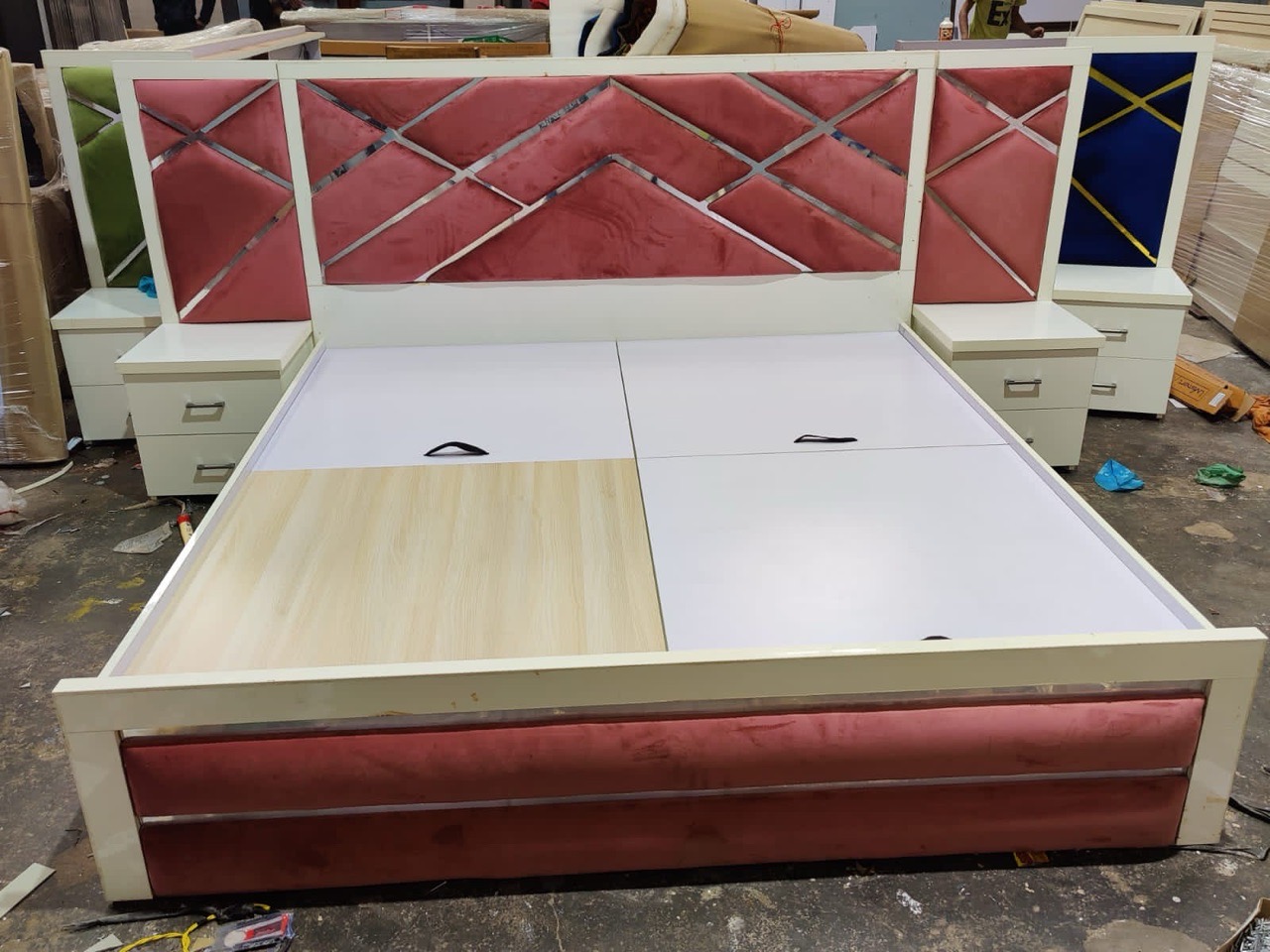 Blue Modern Bed with Storage view 5