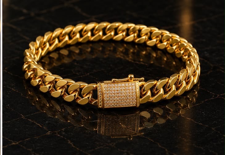 Italian Lock Gold Bracelet view 3