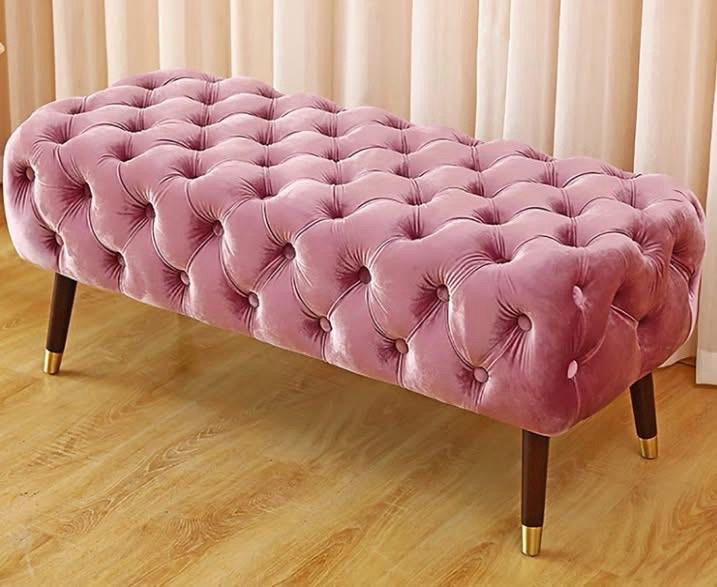 Pink Velvet Tufted Couch view 2