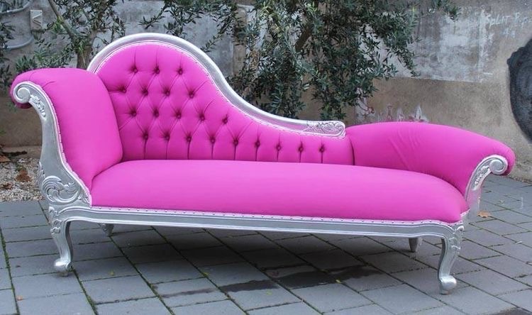 Pink Velvet Chaise Lounge view 2