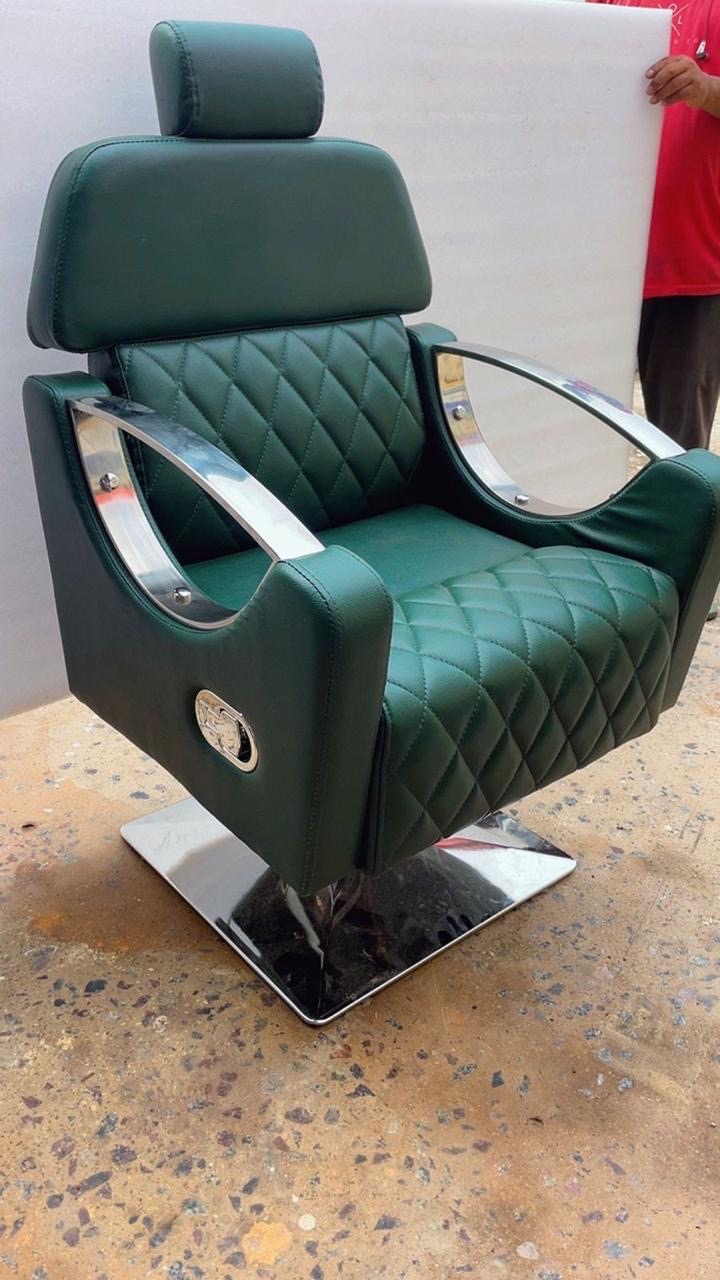 Green Leather Salon Chair view 2