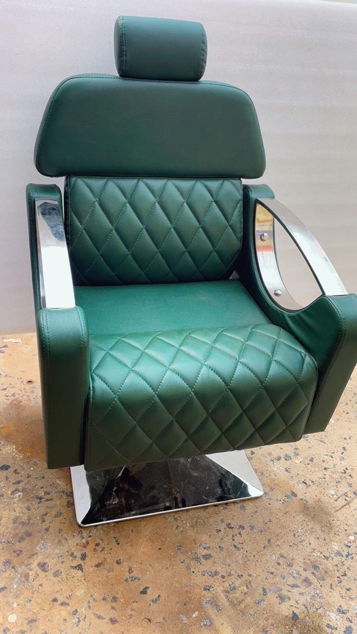 Green Leather Salon Chair view 3