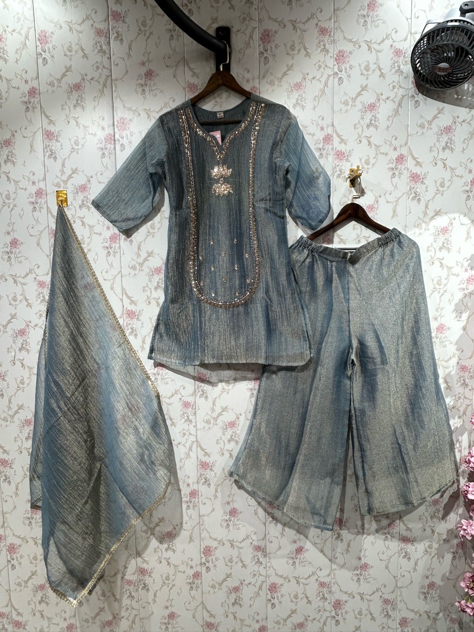 Designer Denim Anarkali Suit view 2