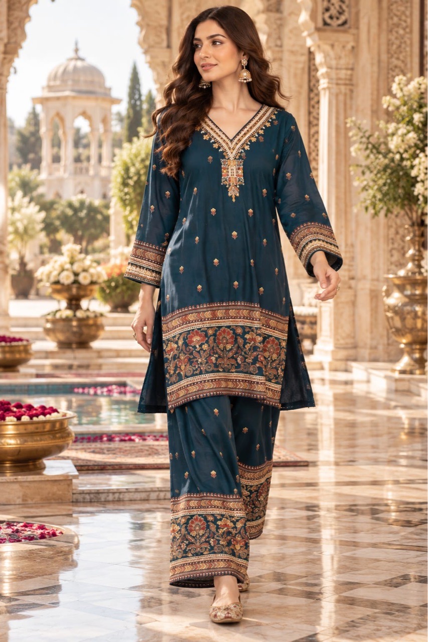 Elegant Embroidered Suit Set