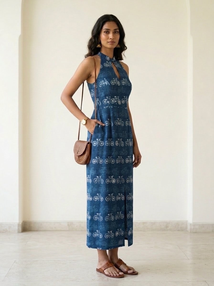 Bicycle Print Cotton Maxi Dress view 3