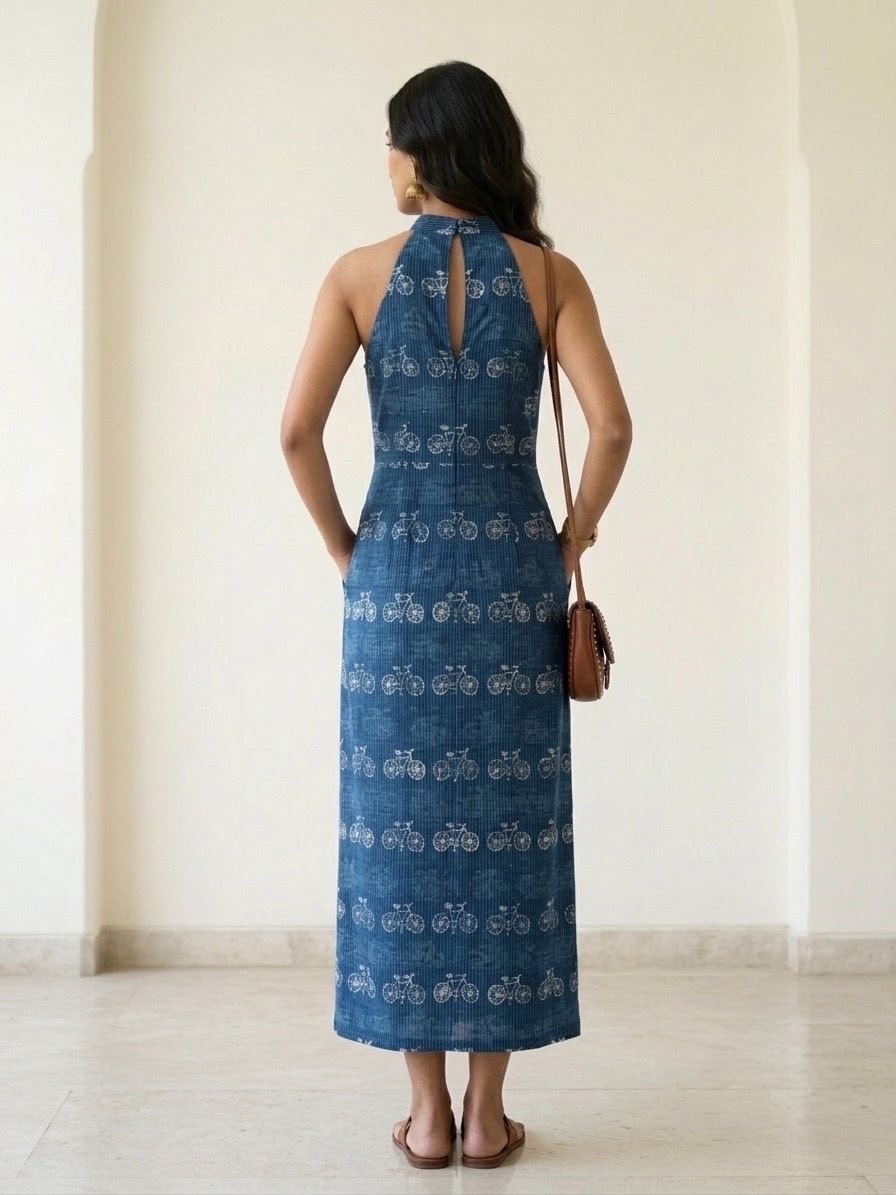 Bicycle Print Cotton Maxi Dress view 4