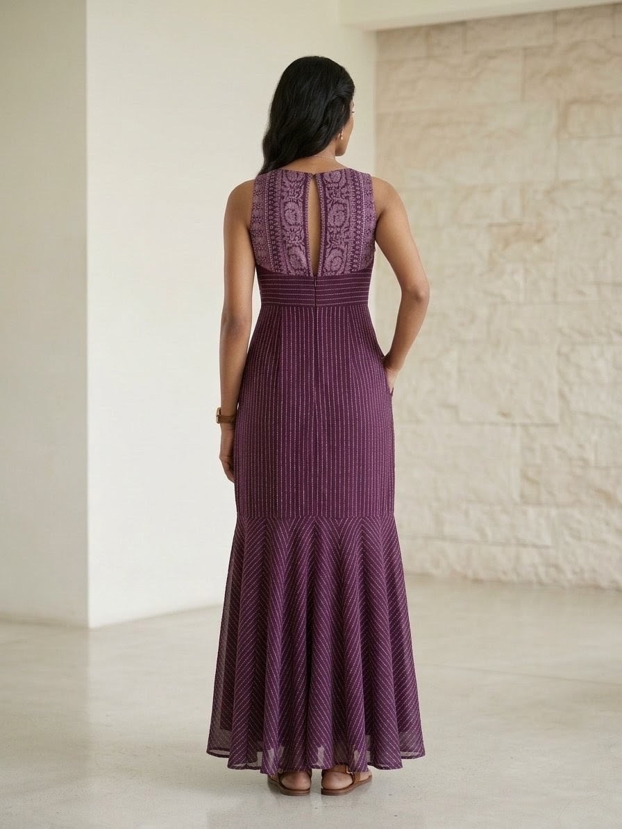 Purple Fishtail Maxi Dress view 3